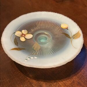 Fenton Hand Painted Elegant Floral Glass Plate